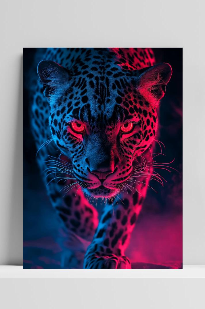 Luipaard Neon op 3mm aluminium dibond
