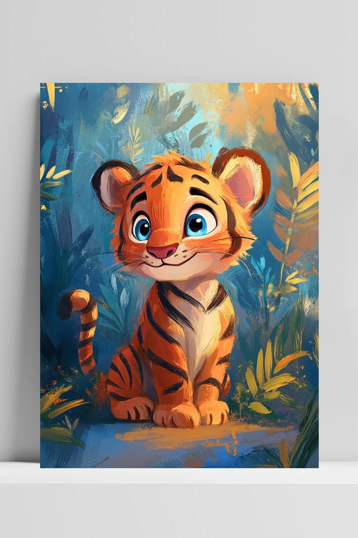 Tiger Aquarel op 3mm aluminium dibond