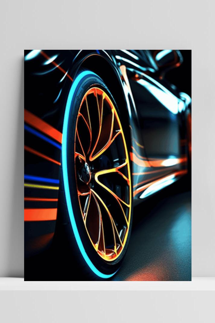 Neon Sportauto op 3mm aluminium dibond