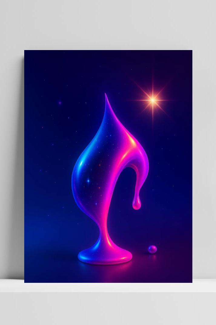 Fluid Art Neon Glowing Cosmic op 3mm aluminium dibond