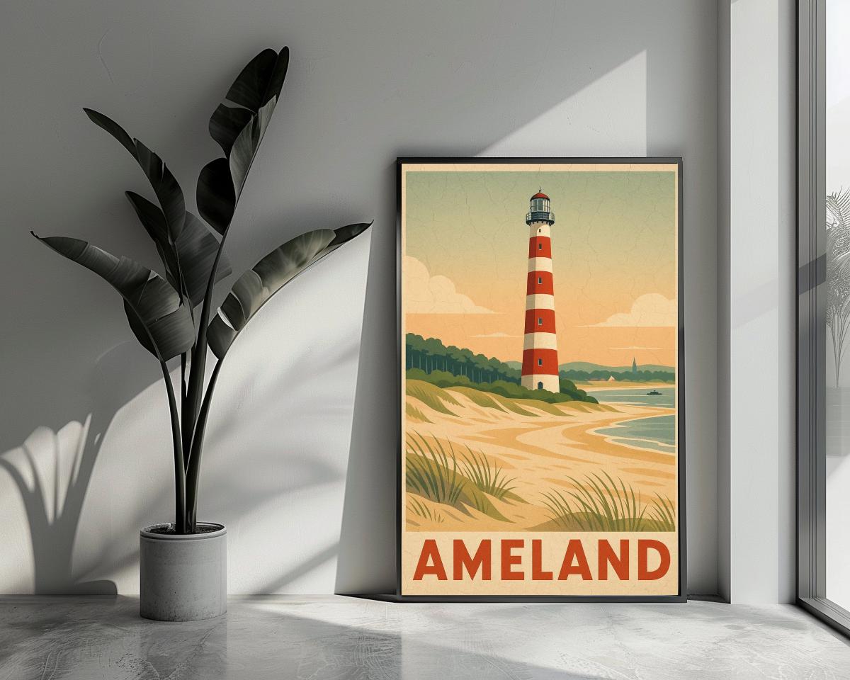 Ameland Text Vintage poster van 25 Artstreet