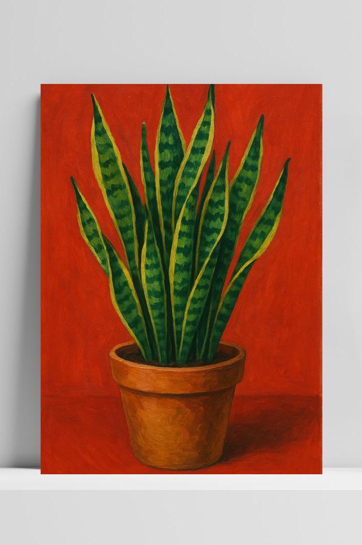 Snake Plant Aquarel op 3mm aluminium dibond