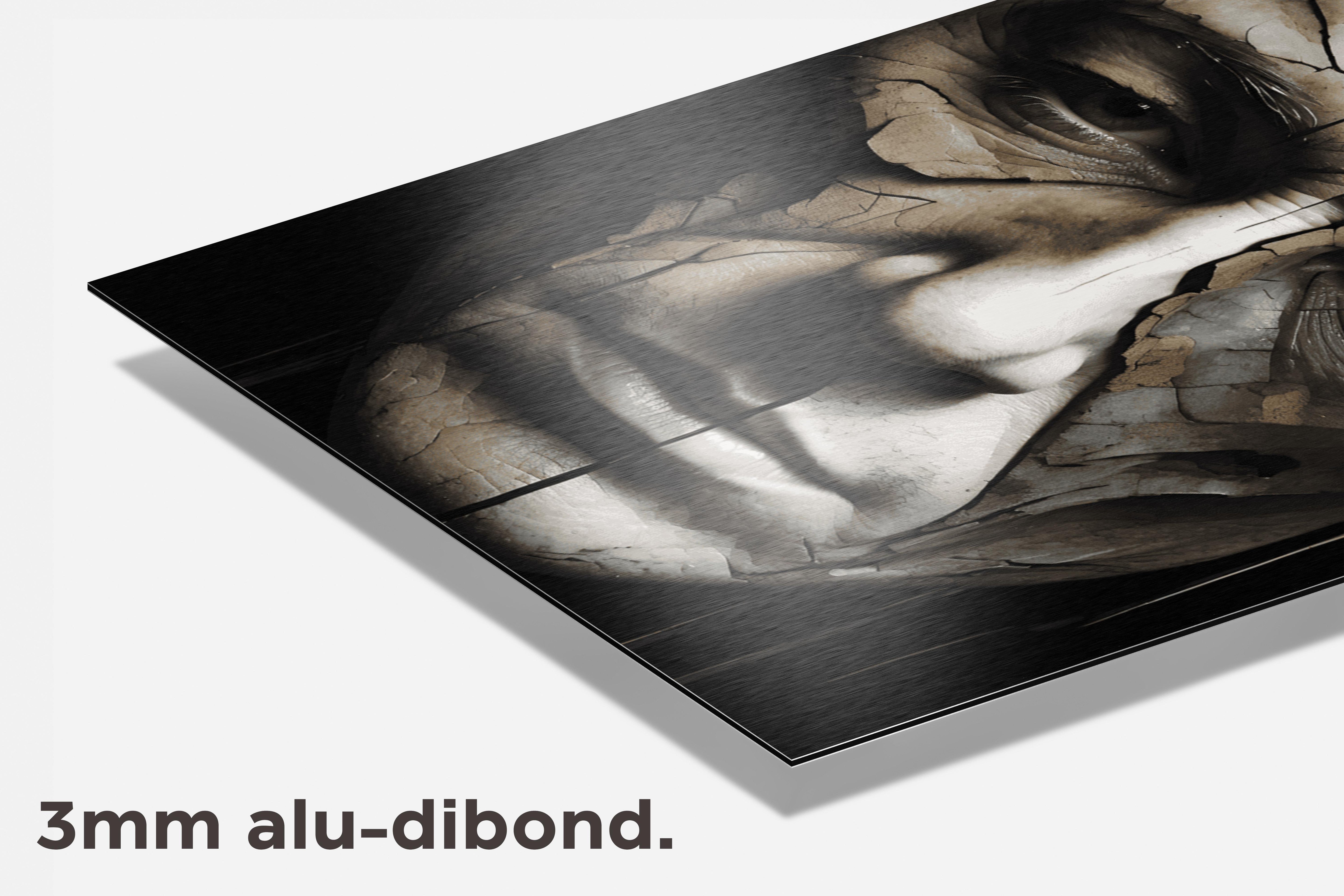 Man Half Gezicht dibond detail