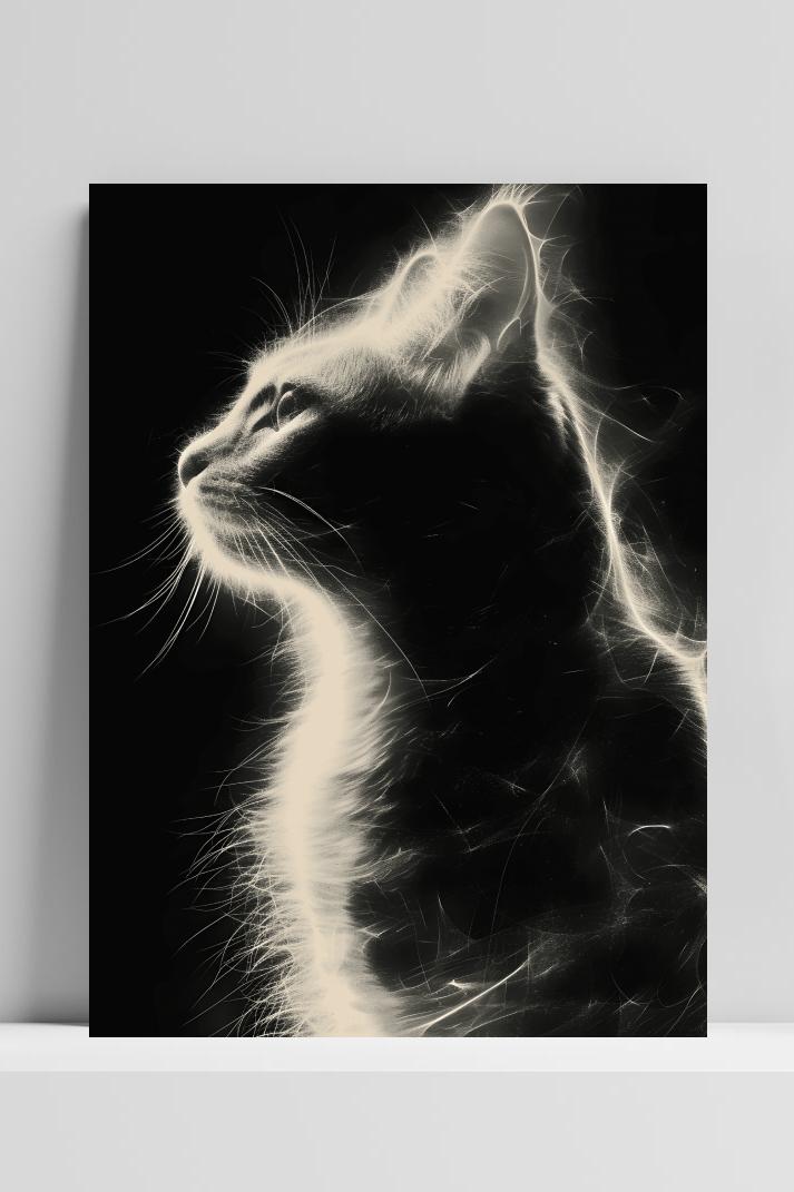 Kat Zwart Wit op 3mm aluminium dibond