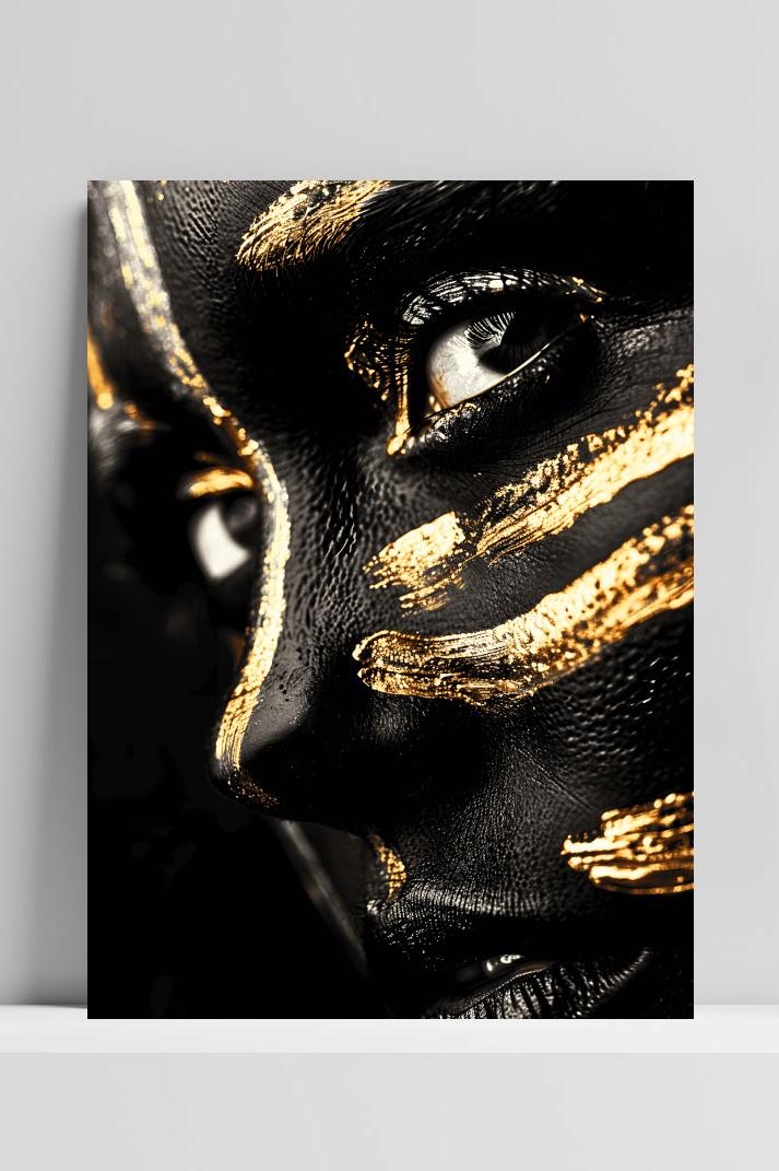 Gouden Lijnenportret op 3mm aluminium dibond