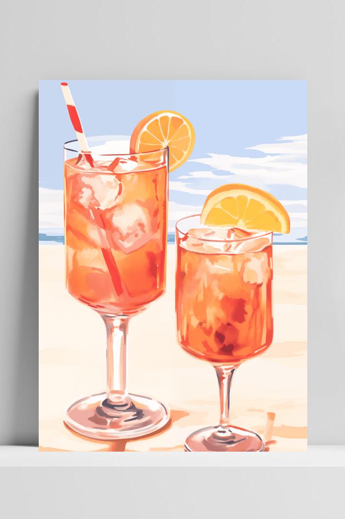 Aperol Spritz Strand op 3mm aluminium dibond