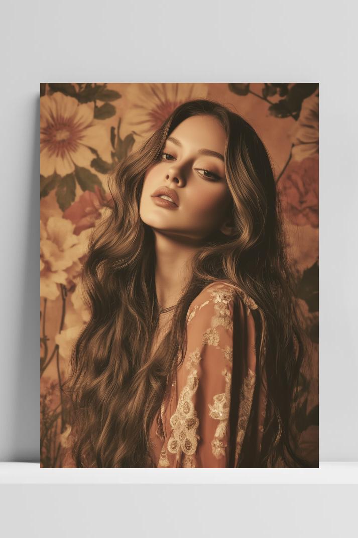 Vintage Girl op 3mm aluminium dibond