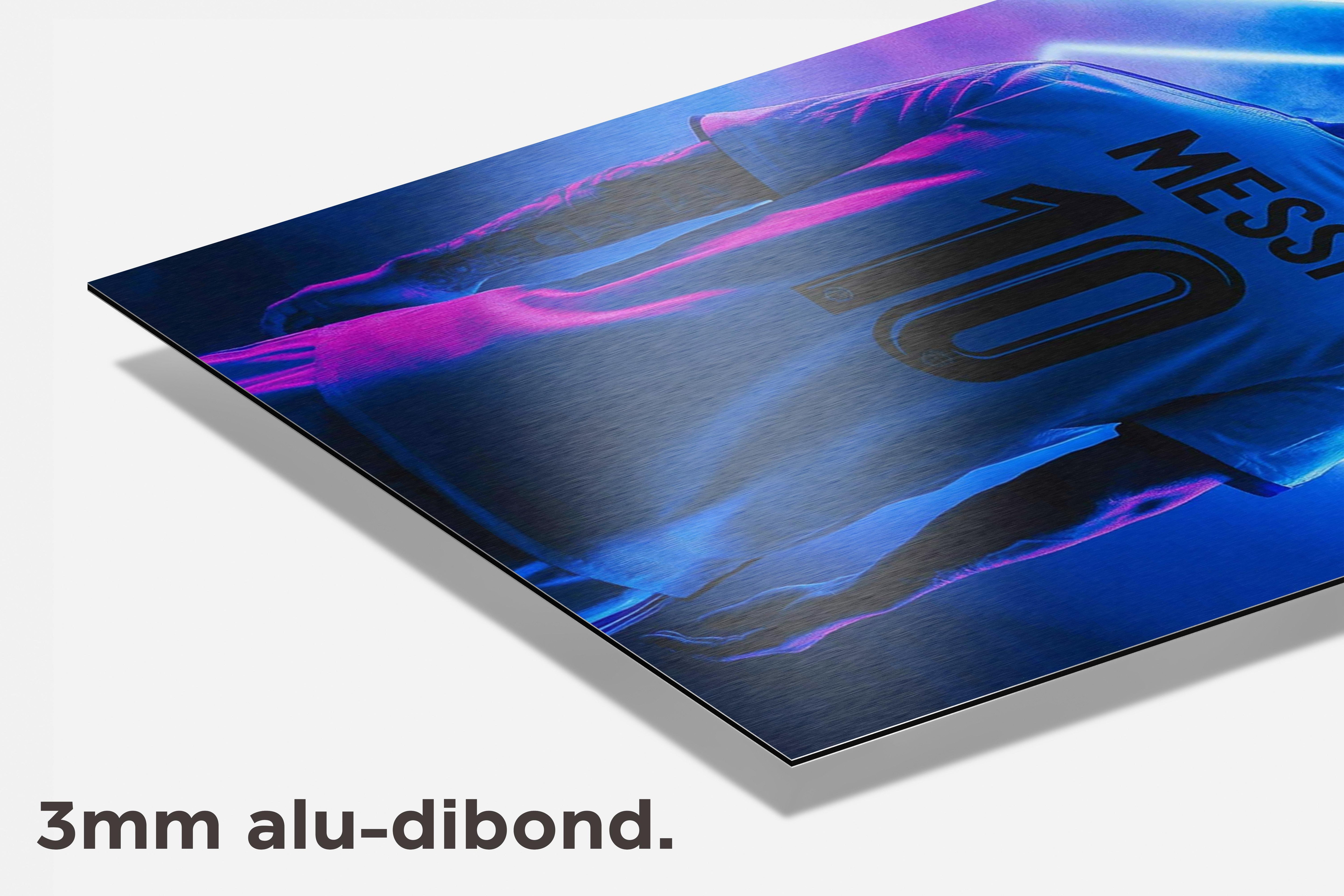 Lionel Messi Neon dibond detail