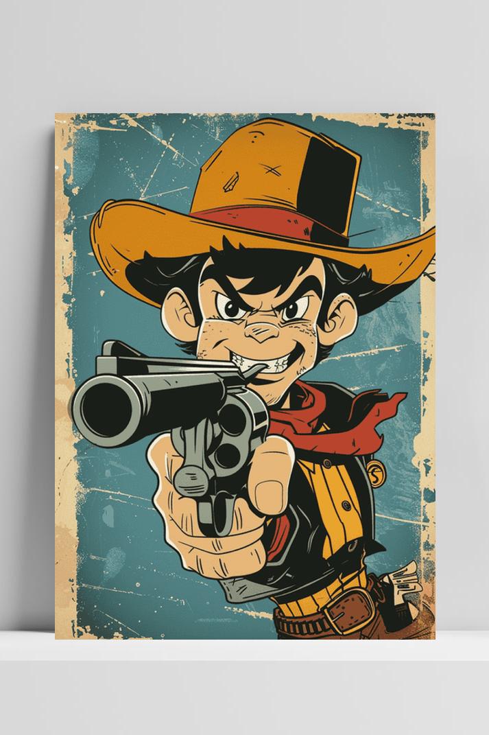 Cartoon Sheriff op 3mm aluminium dibond
