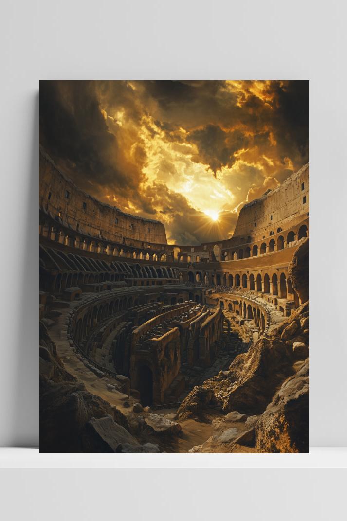 Colosseum Rome Sunset op 3mm aluminium dibond
