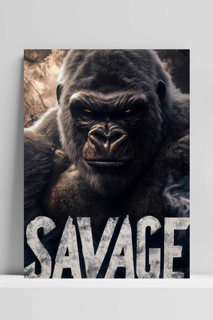 Savage Gorilla op 3mm aluminium dibond
