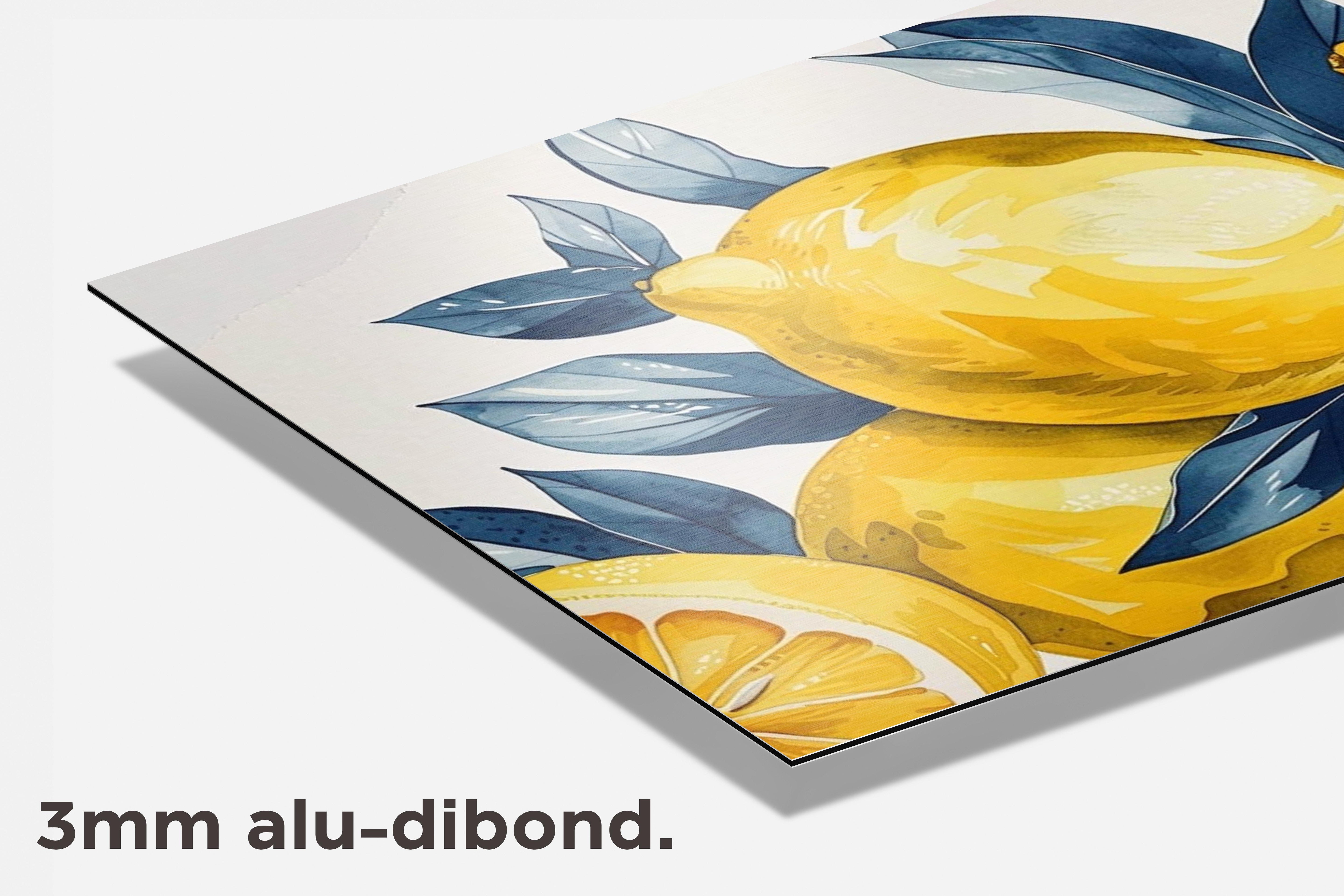 Citroenen Aquarel dibond detail