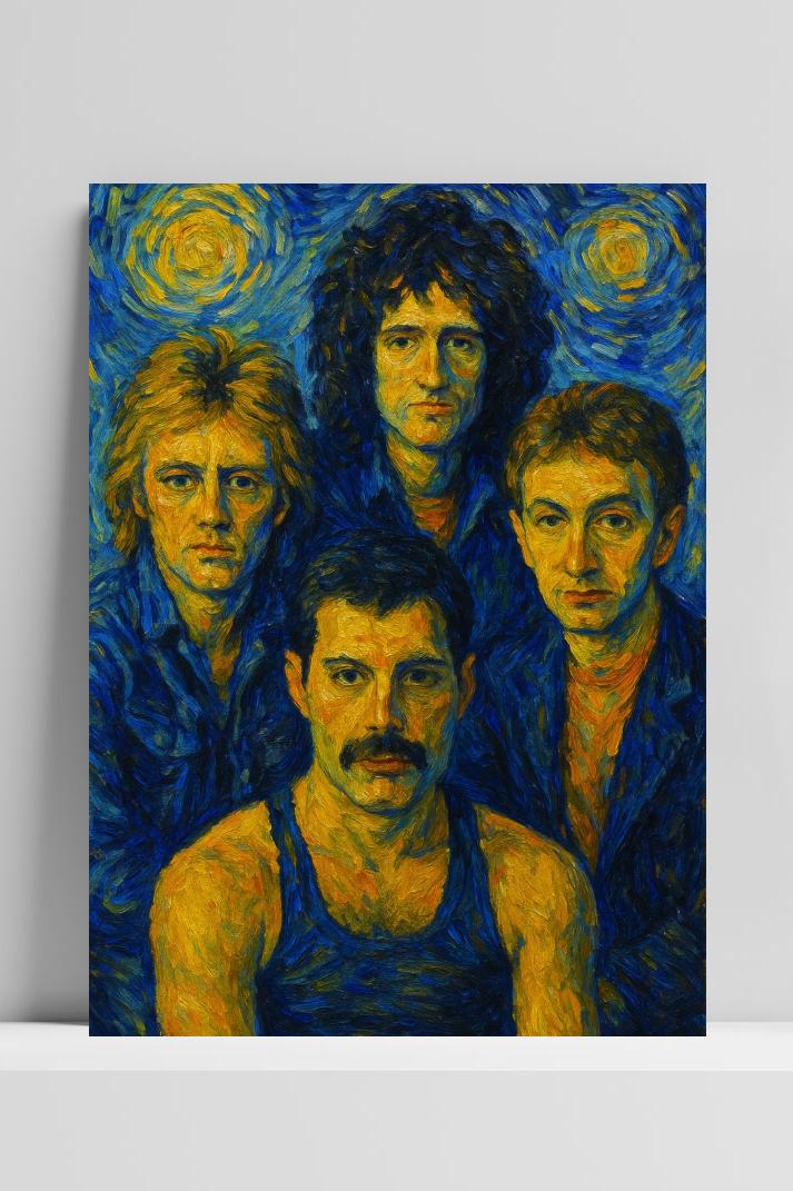 Queen Starry Night Inspired op 3mm aluminium dibond