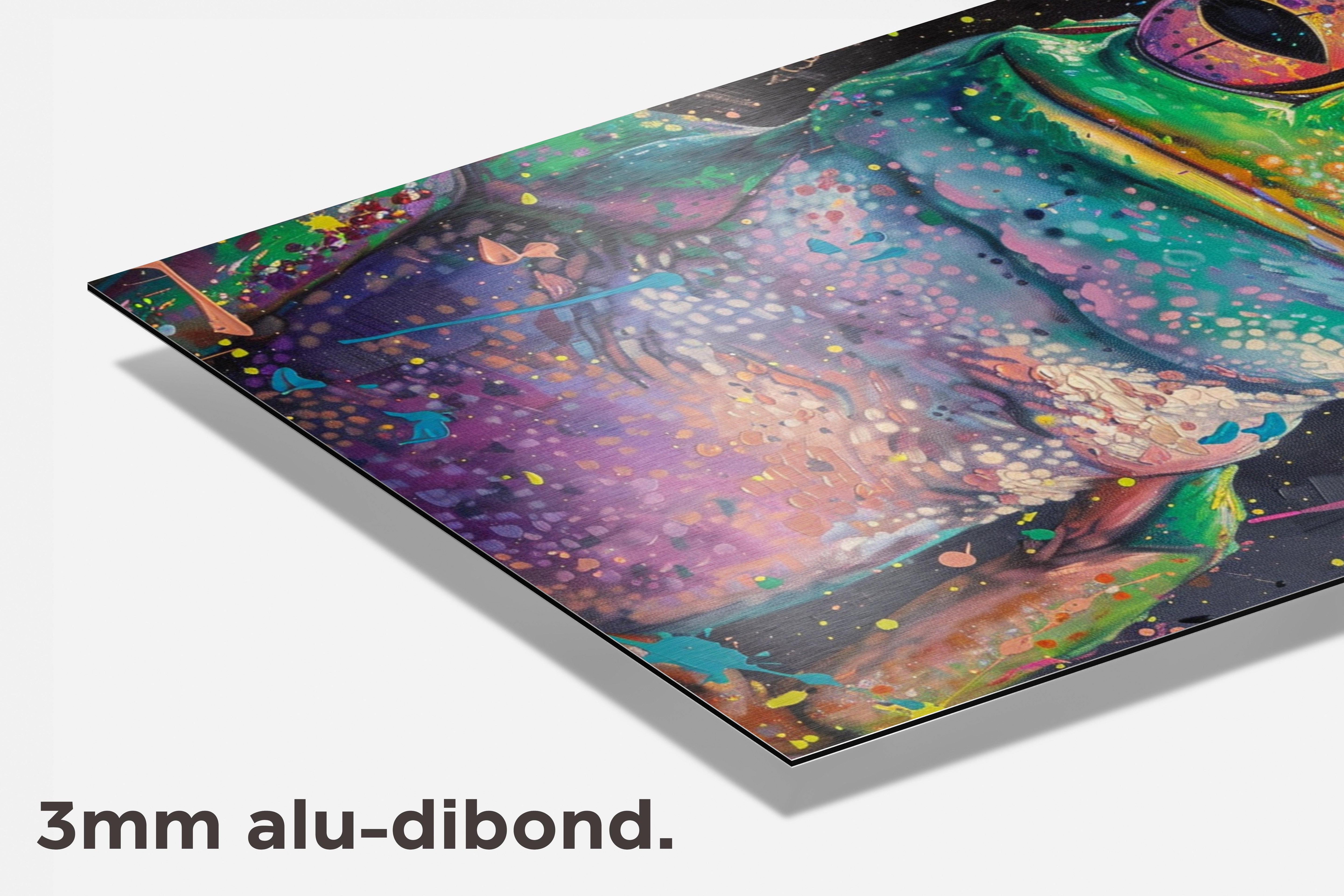 Kleurrijke kikker dibond detail