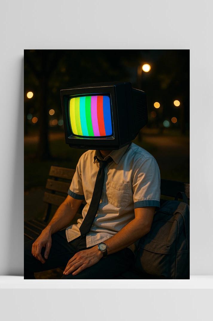 TV Head Surrealism Vintage in interieur