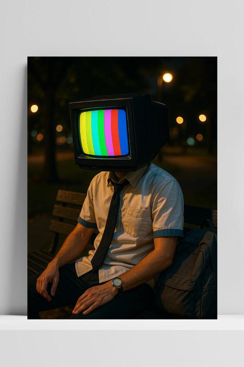 TV Head Surrealism Vintage Poster
