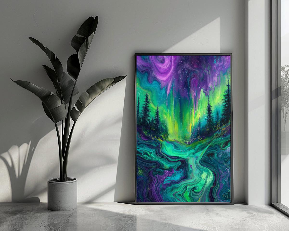 Forest Northern Lights Swirl poster van 25 Artstreet