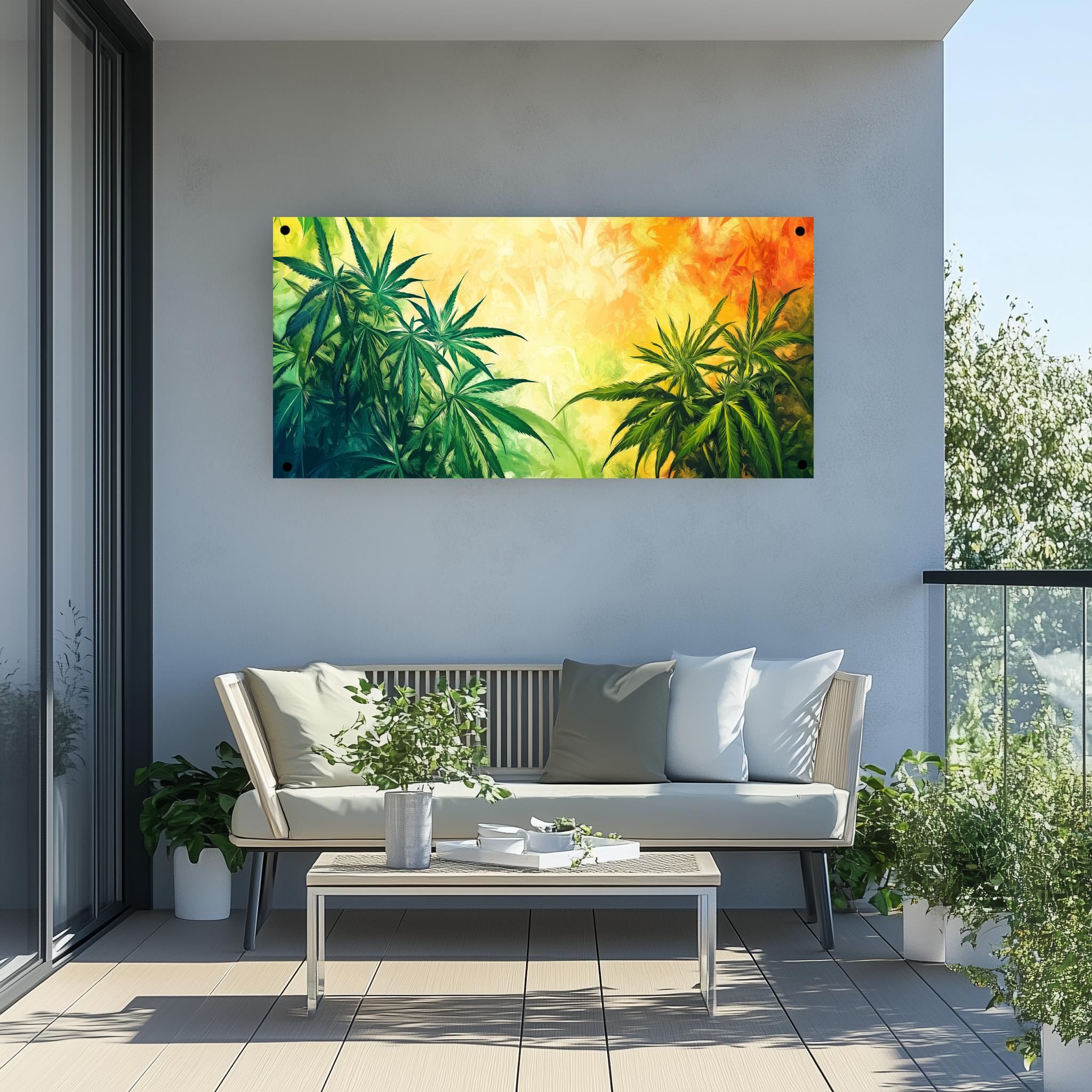Tuinposter Cannabis Kunst sfeerbeeld 4