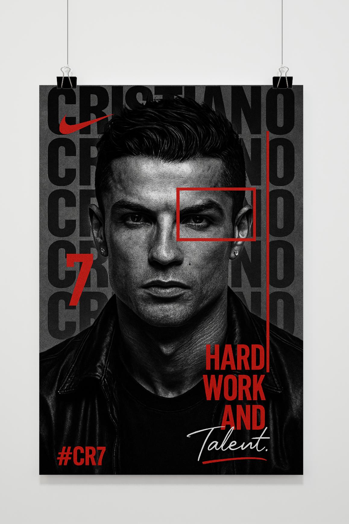 Cristiano Ronaldo Hard Work poster van 25 Artstreet