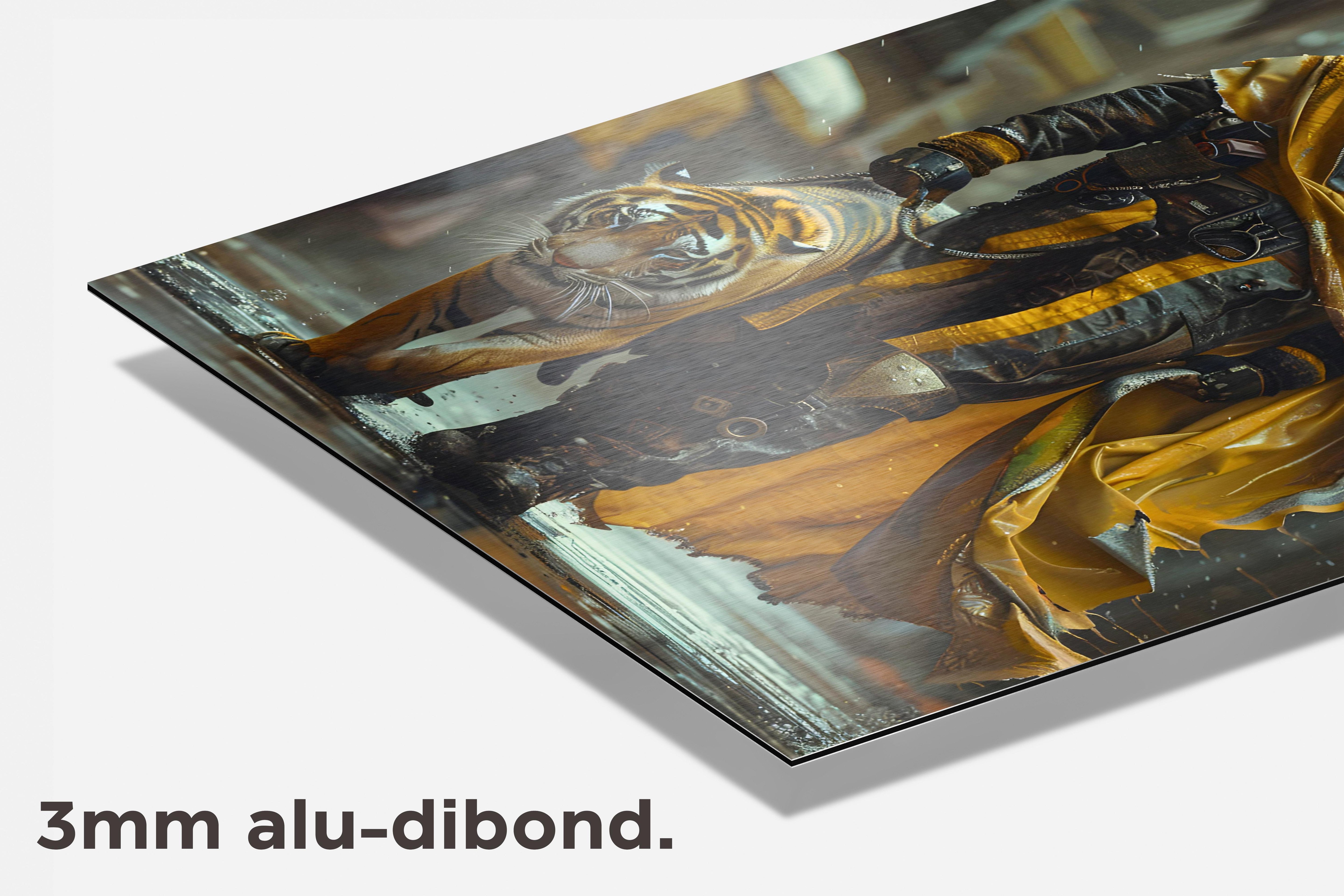 Man met Tijger dibond detail
