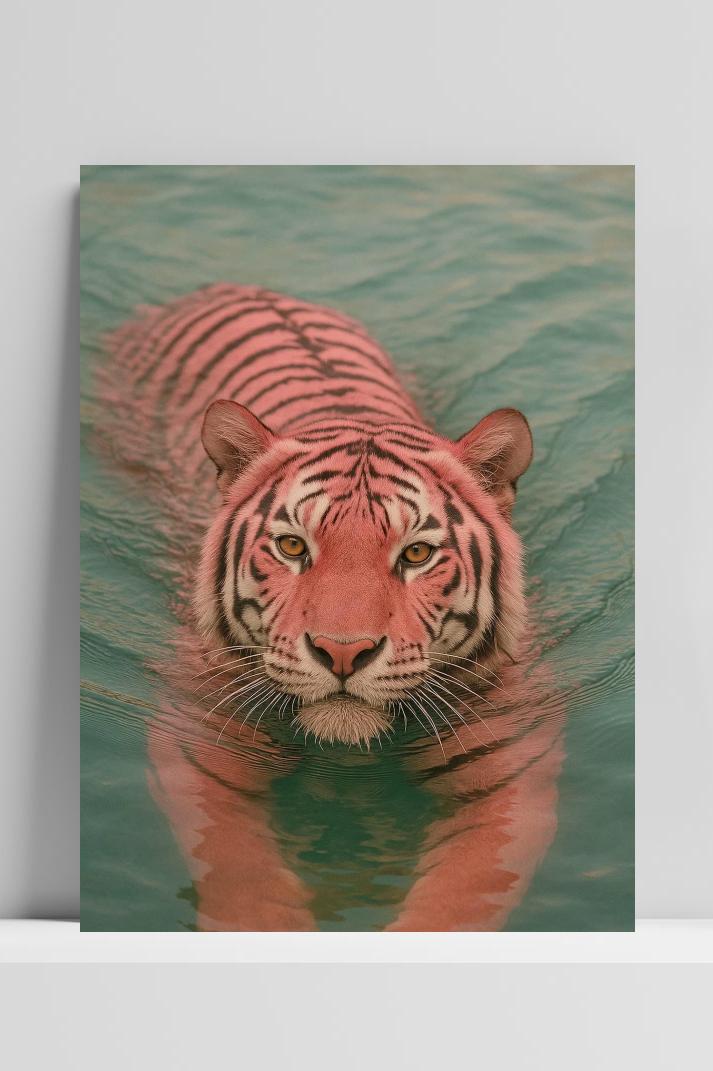 Tiger Swim op 3mm aluminium dibond