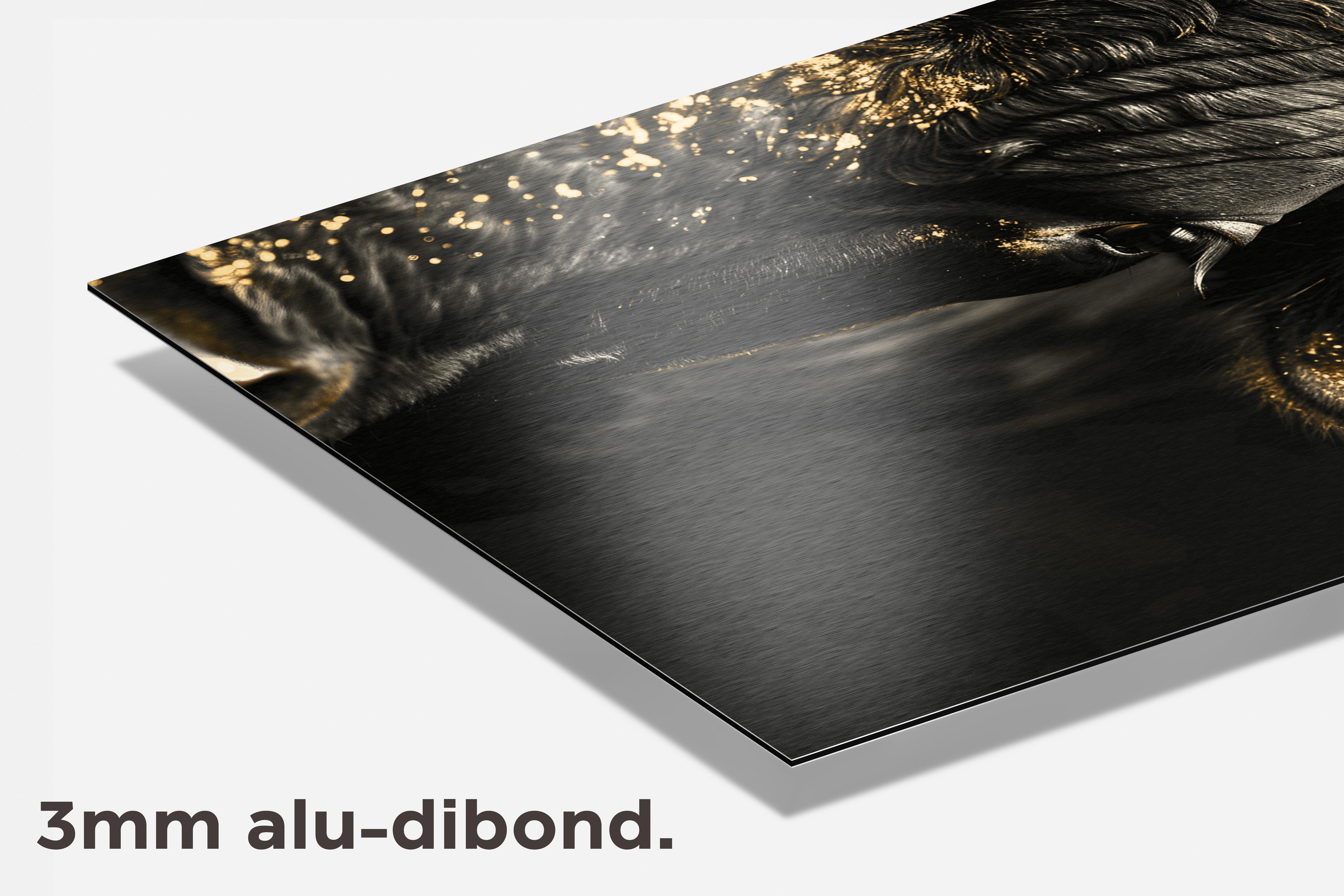 Goud Zwarte Stier dibond detail