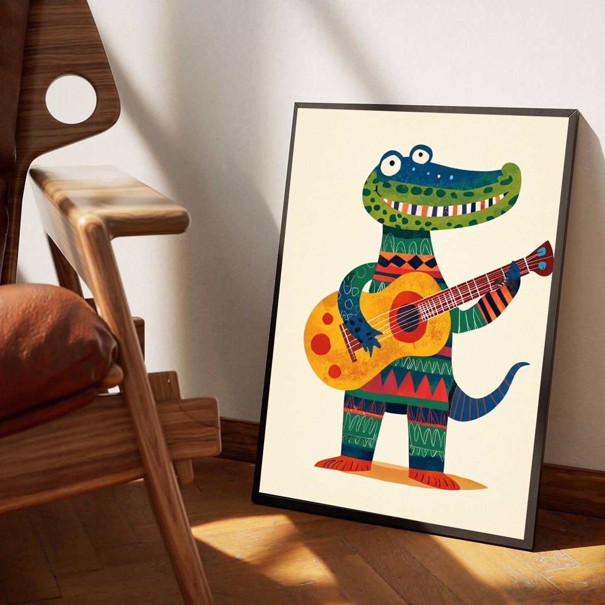 Crocodile Guitar en un interior