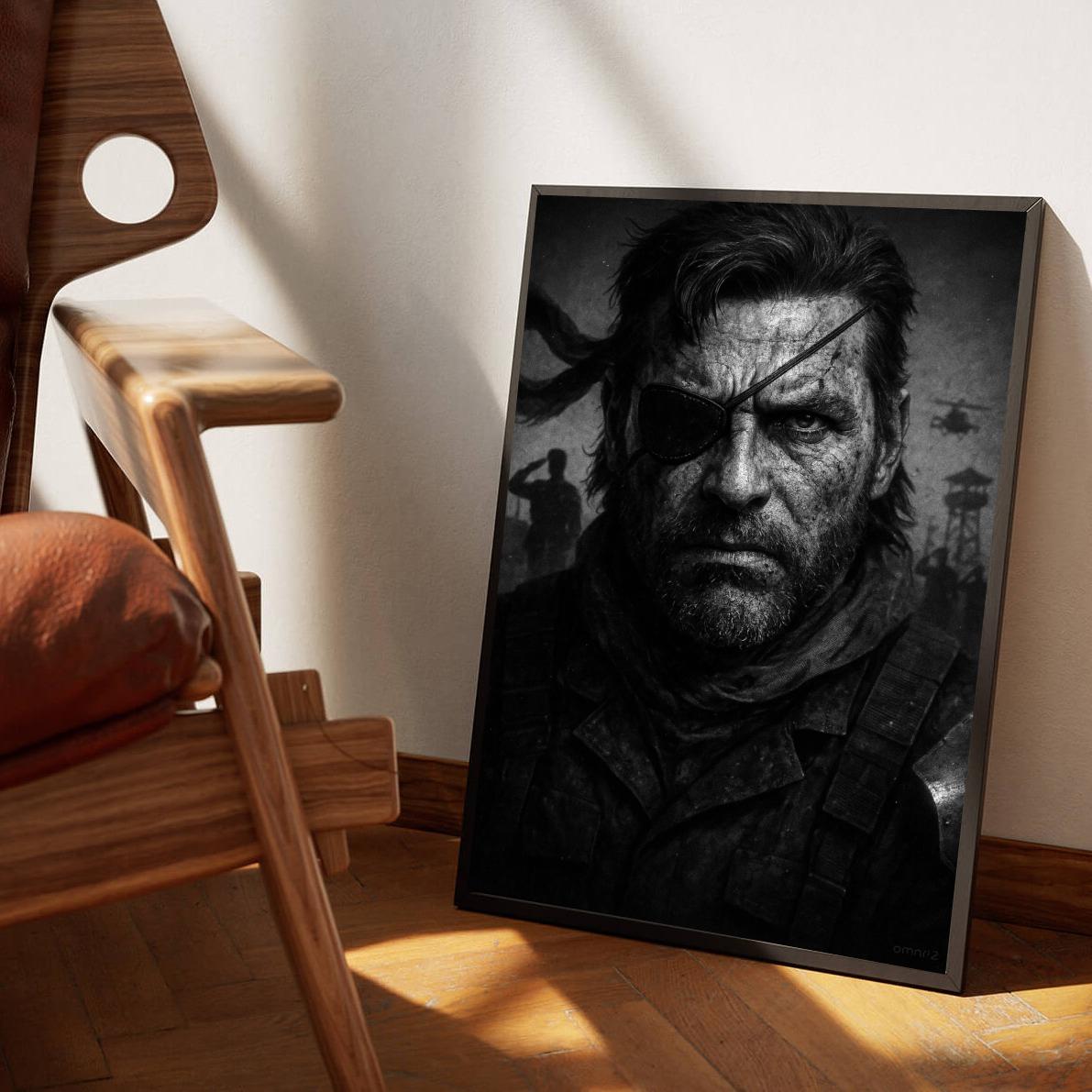 Big Boss Metal Gear Solid B&W poster sfeerbeeld 3