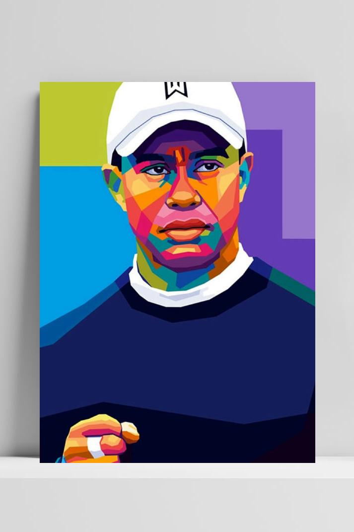 Tiger Woods op 3mm aluminium dibond
