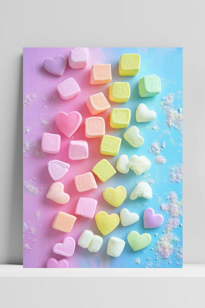 Pastel Marshmallows op 3mm aluminium dibond