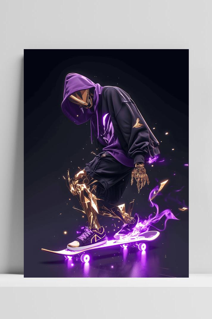 Skateboarder op 3mm aluminium dibond
