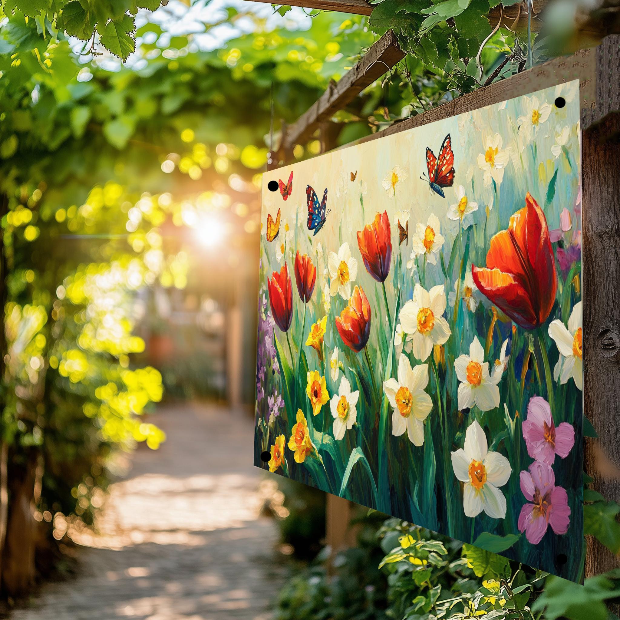 Tuinposter Bloemen Vlinders sfeerbeeld 4