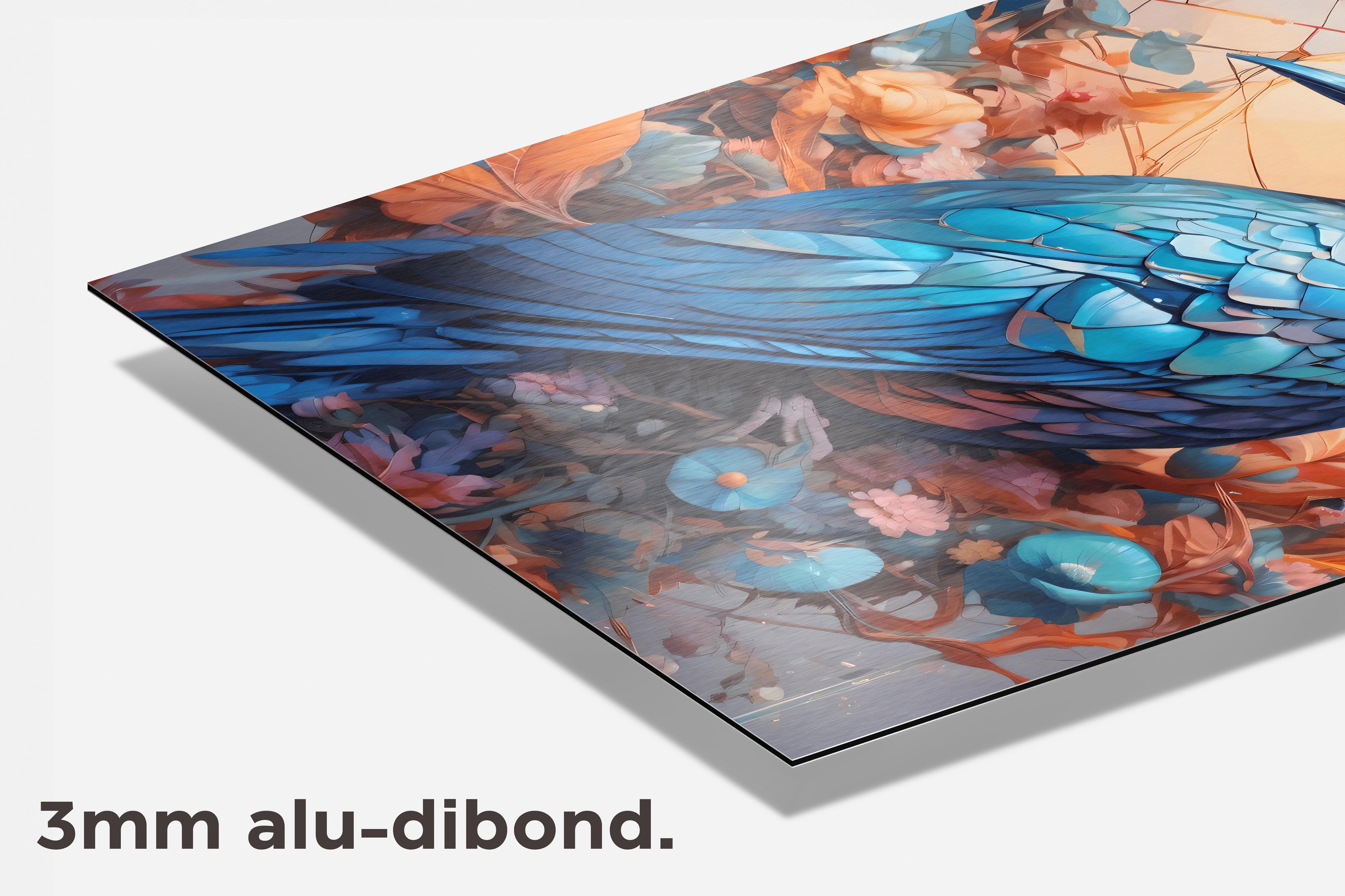 Blauwe Vogel dibond detail