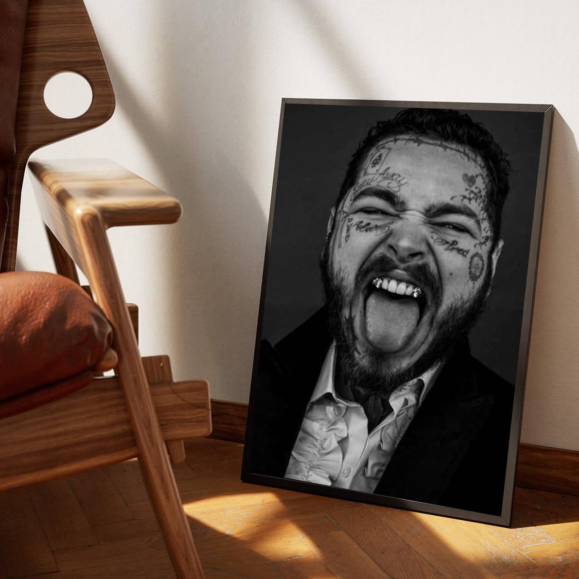 Post Malone Portrait B&W poster sfeerbeeld 1