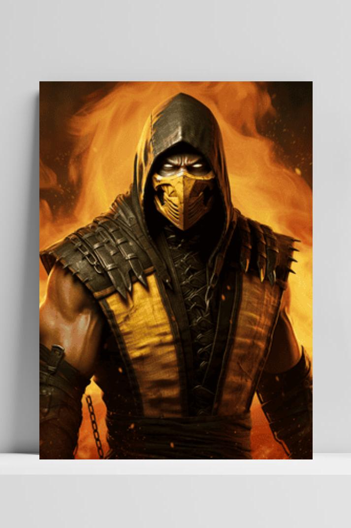 Scorpio Mortal Kombat op 3mm aluminium dibond