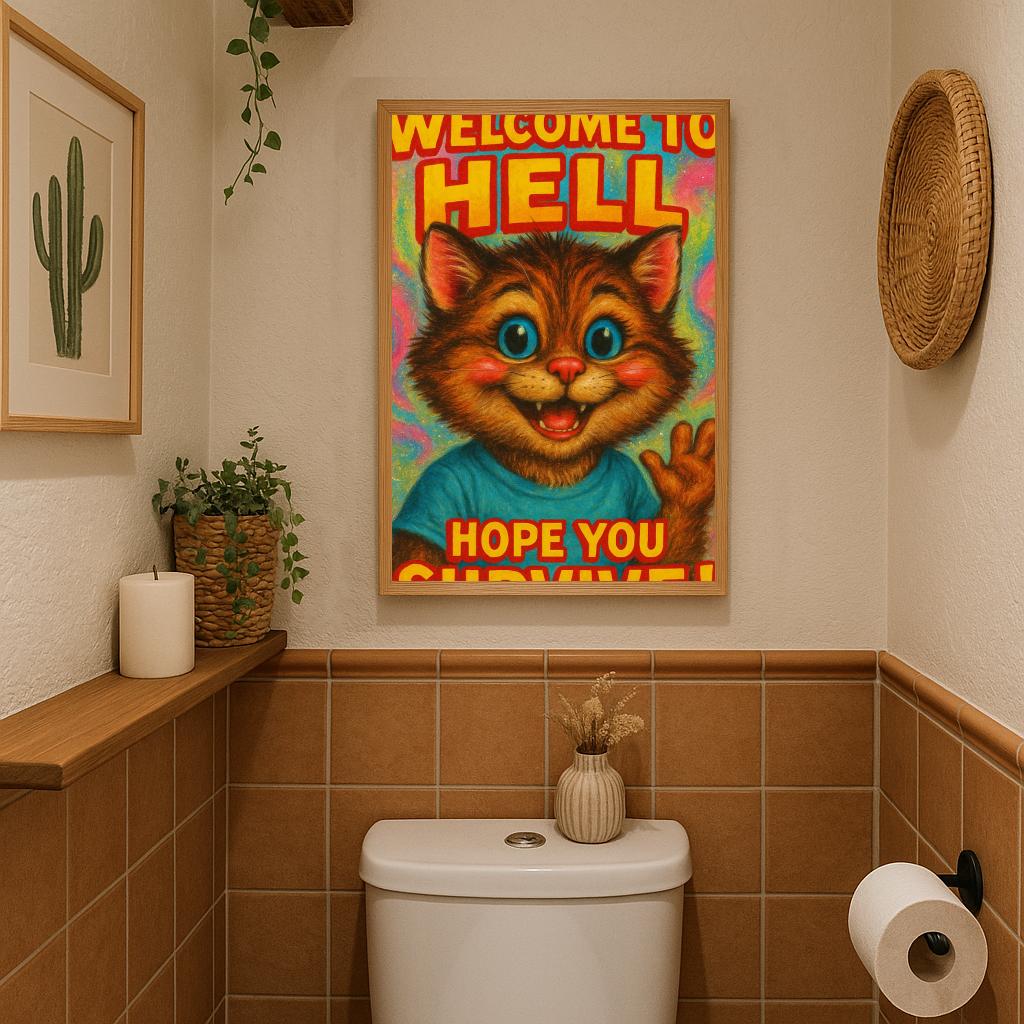 Welcome To Hell Cat Text poster sfeerbeeld 3