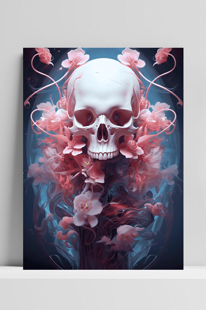 Roze Skelet op 3mm aluminium dibond