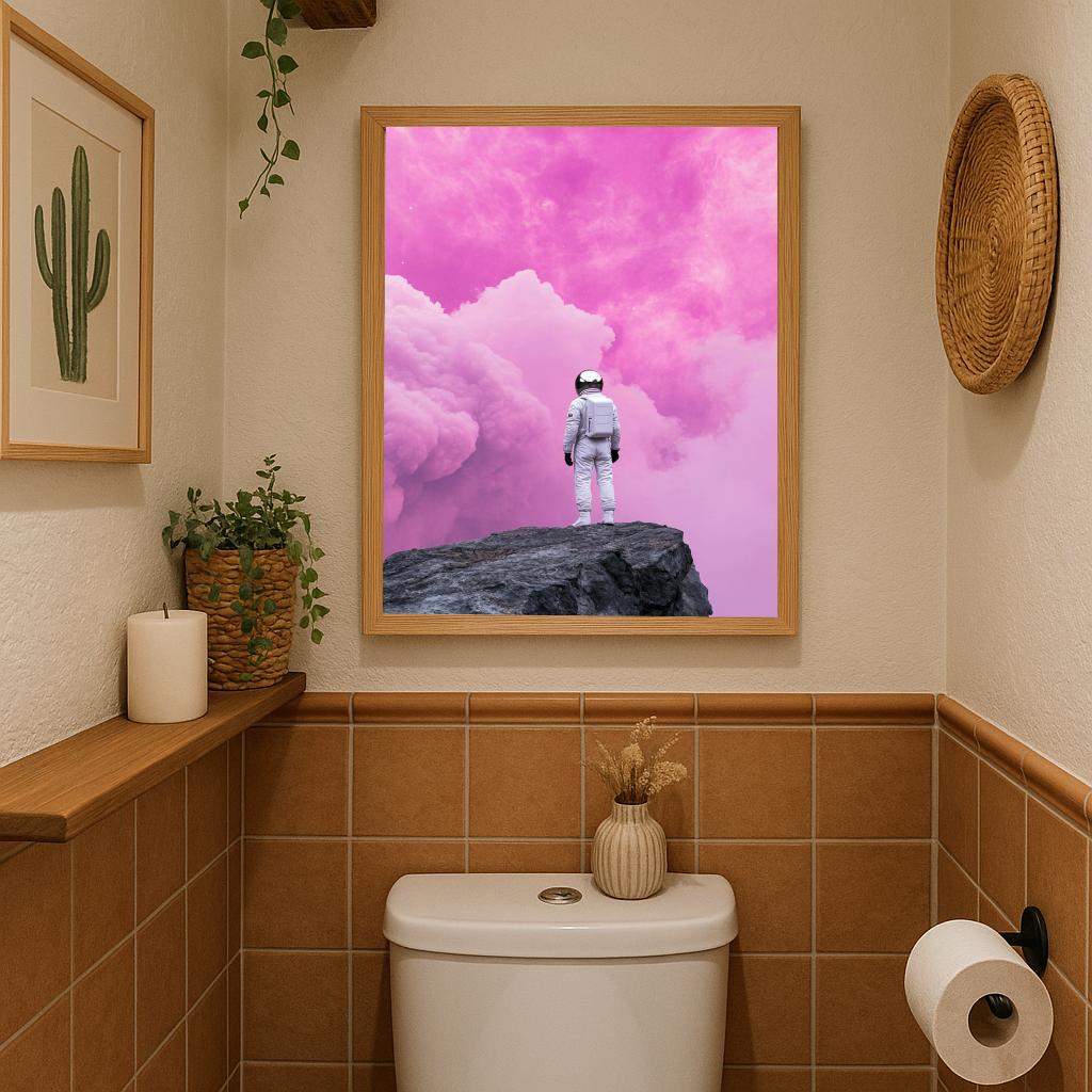 Astronaut Pink Clouds poster sfeerbeeld 2