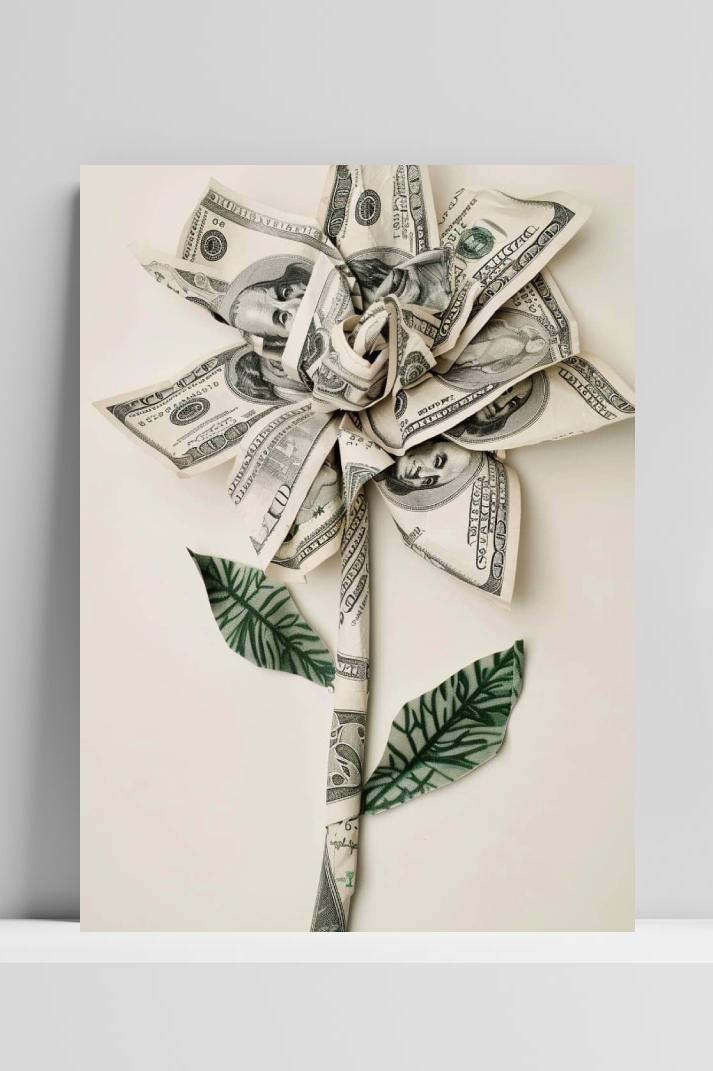 Geld Bloem op 3mm aluminium dibond