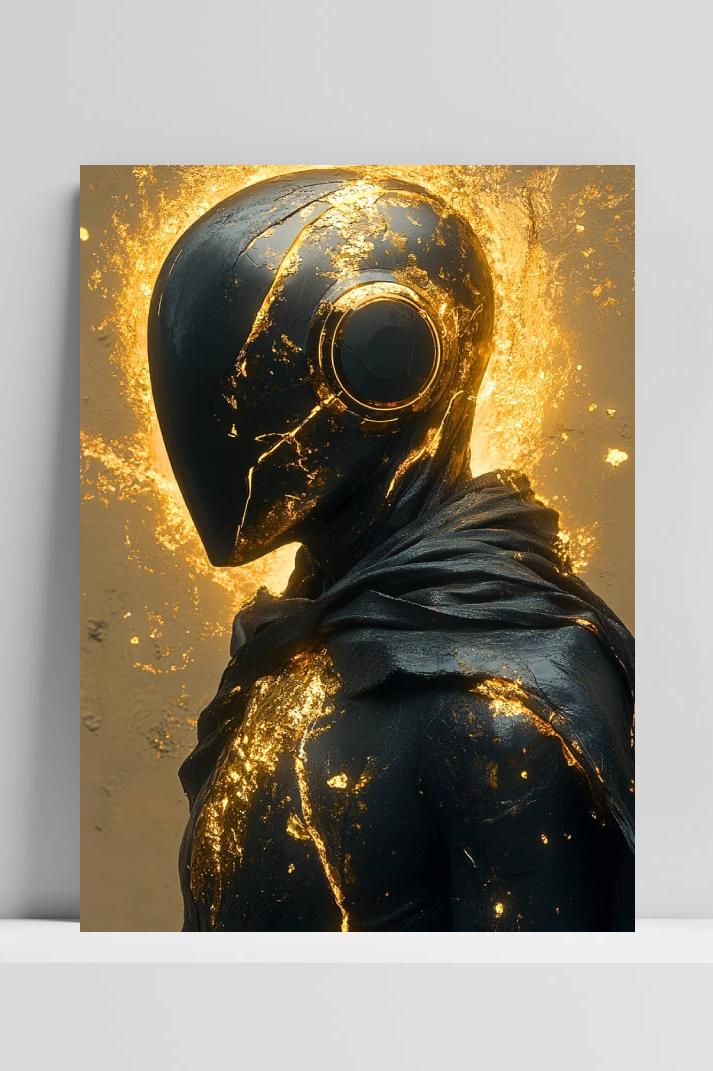 Gouden Masker op 3mm aluminium dibond