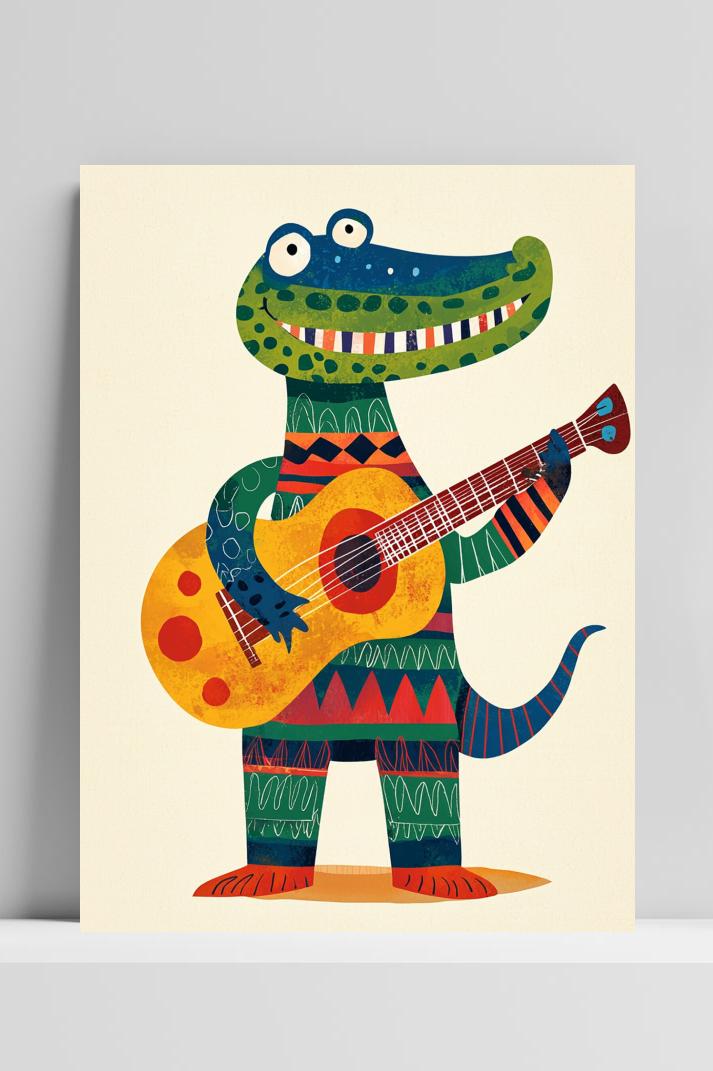 Crocodile Guitar op 3mm aluminium dibond