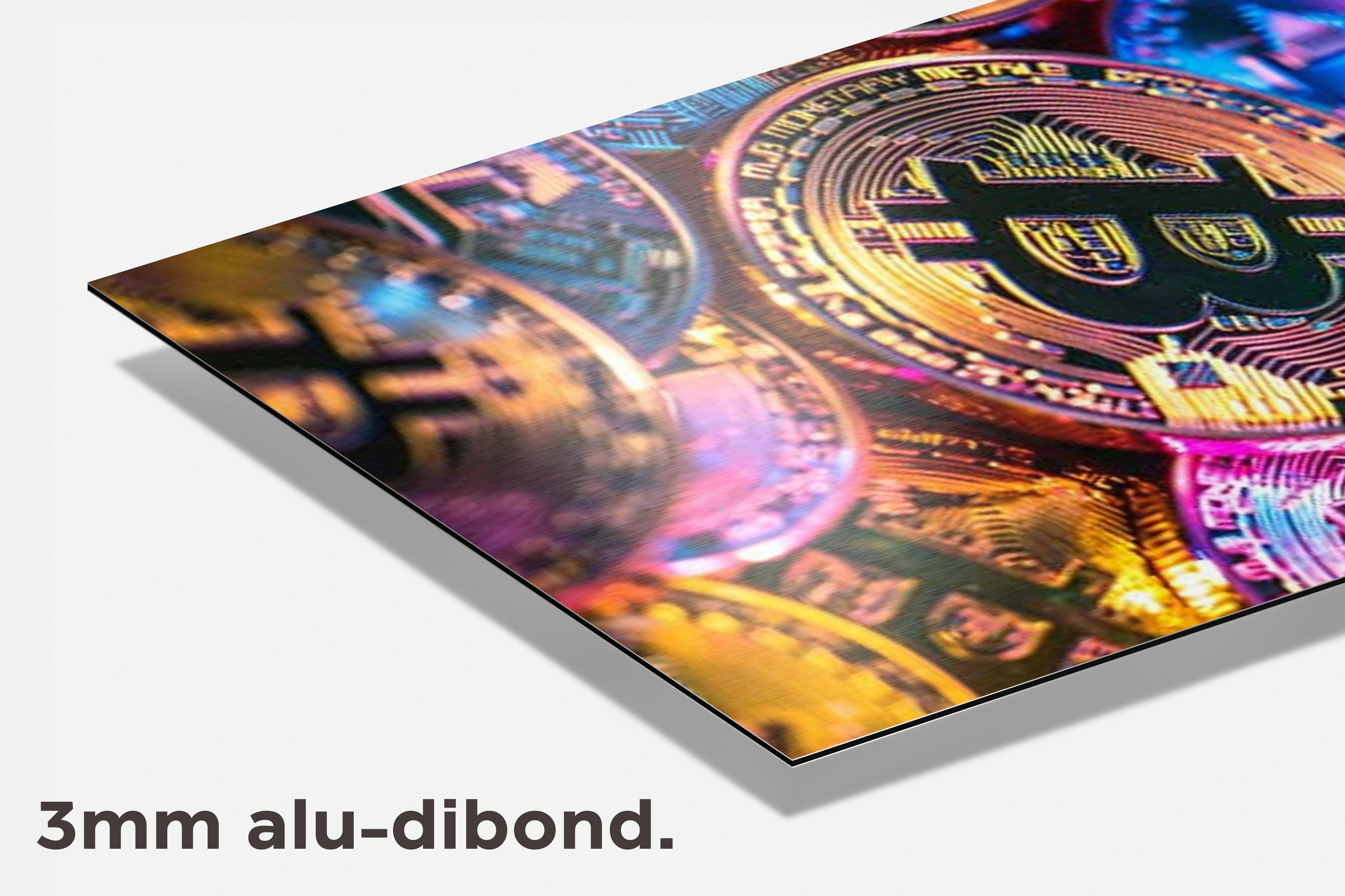 Bitcoin Munten dibond detail