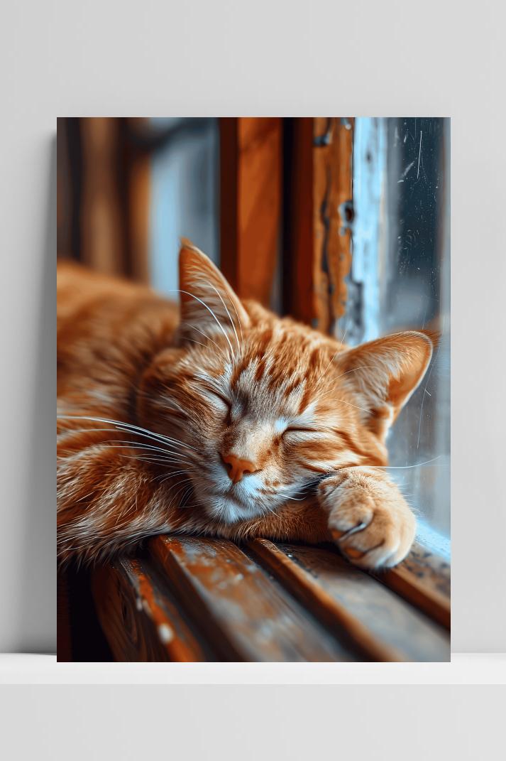 Rode Kater op 3mm aluminium dibond