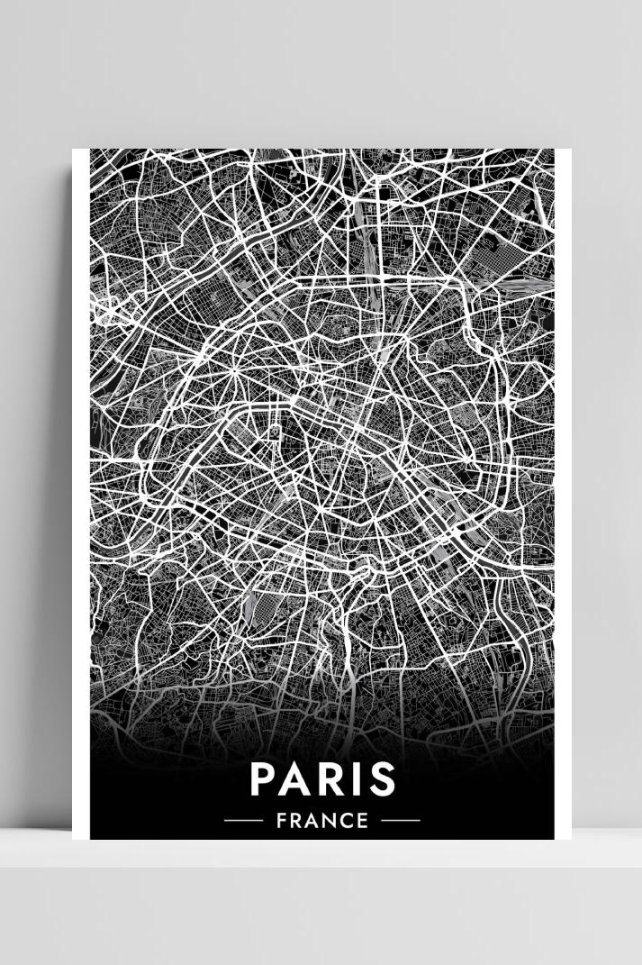 Parijs Map op 3mm aluminium dibond