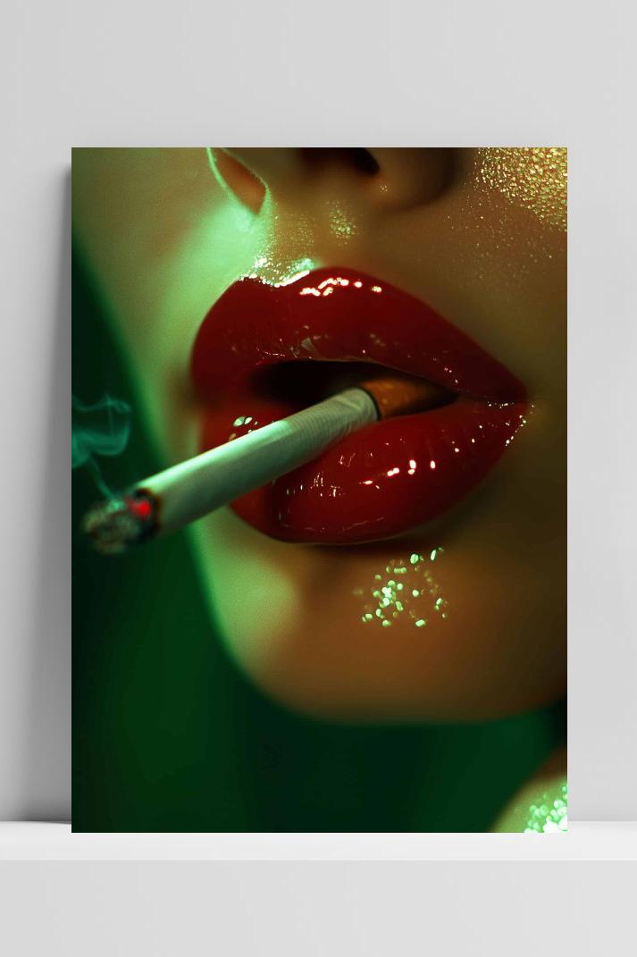 Lippen Sigaret op 3mm aluminium dibond