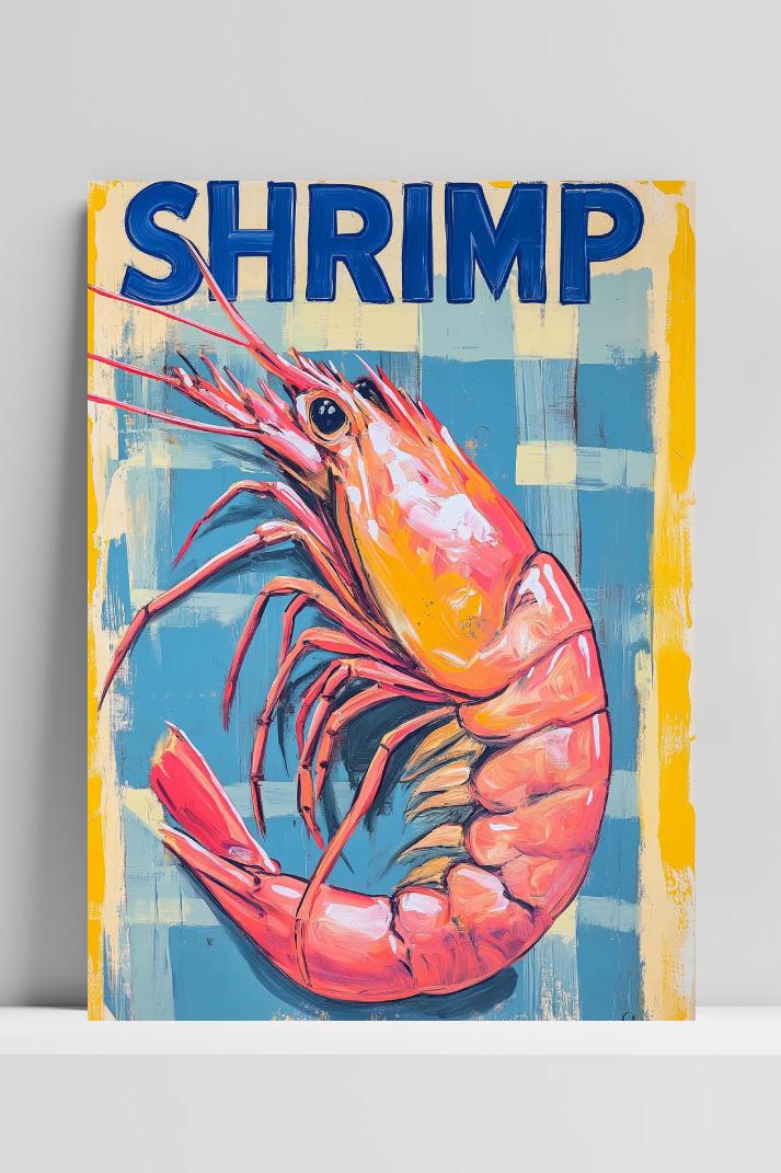 Shrimp Text op 3mm aluminium dibond