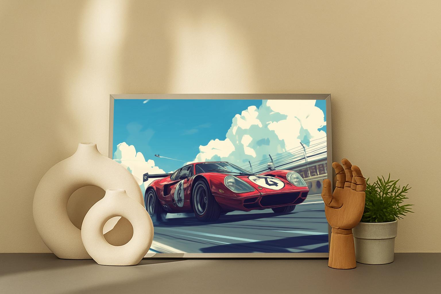 Race Car Cartoon poster sfeerbeeld 1