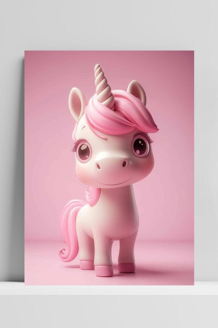 Eenhoorn Roze op 3mm aluminium dibond