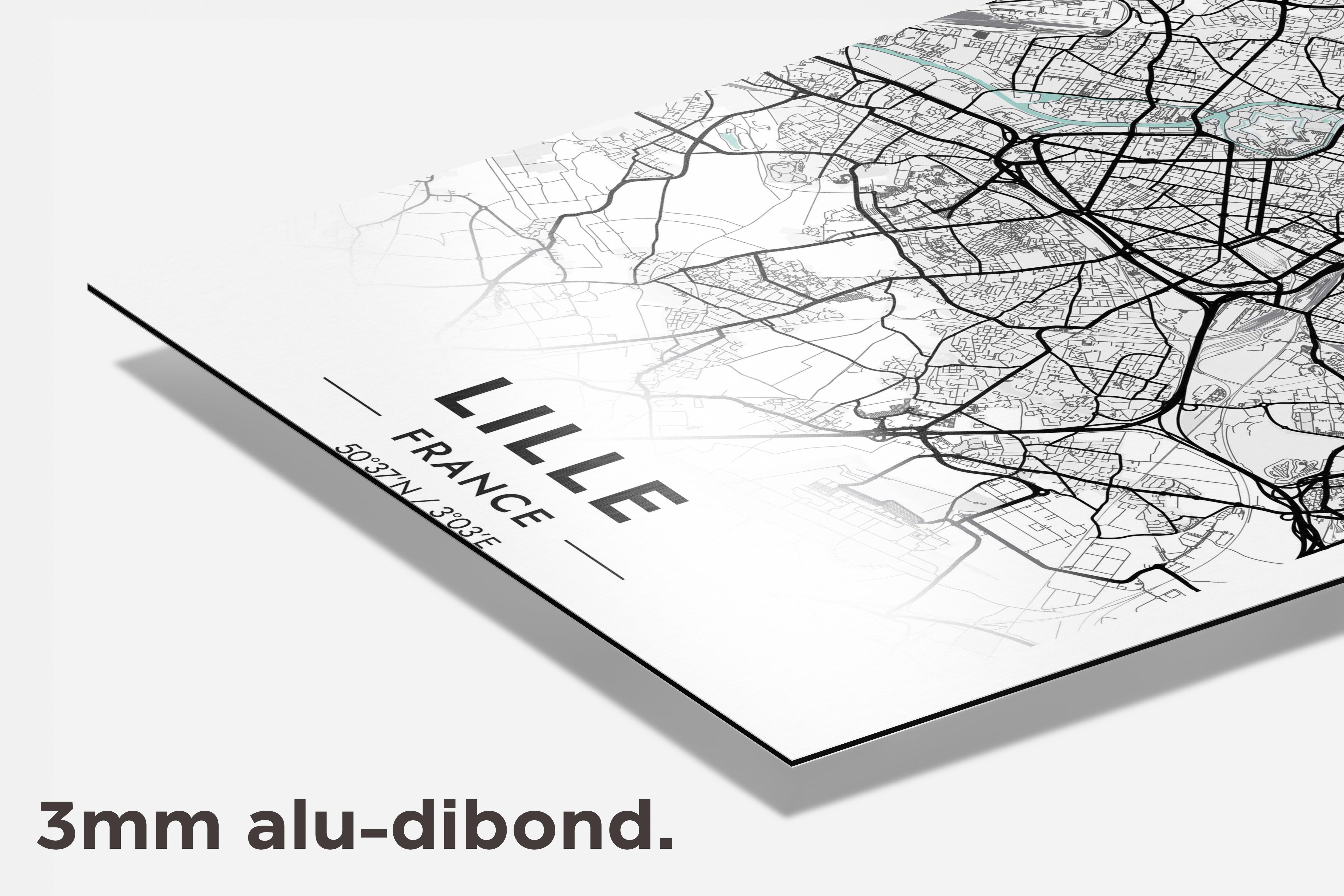 Lille Kaart Frankrijk dibond detail