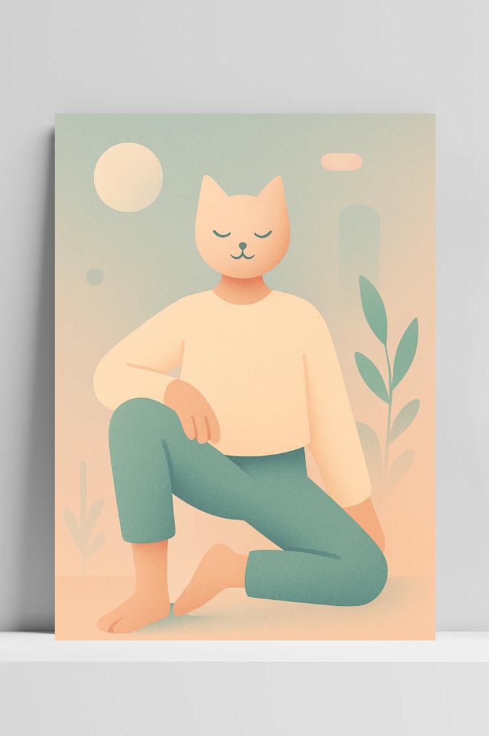 Cat Man Minimalist Fantasy im Interieur
